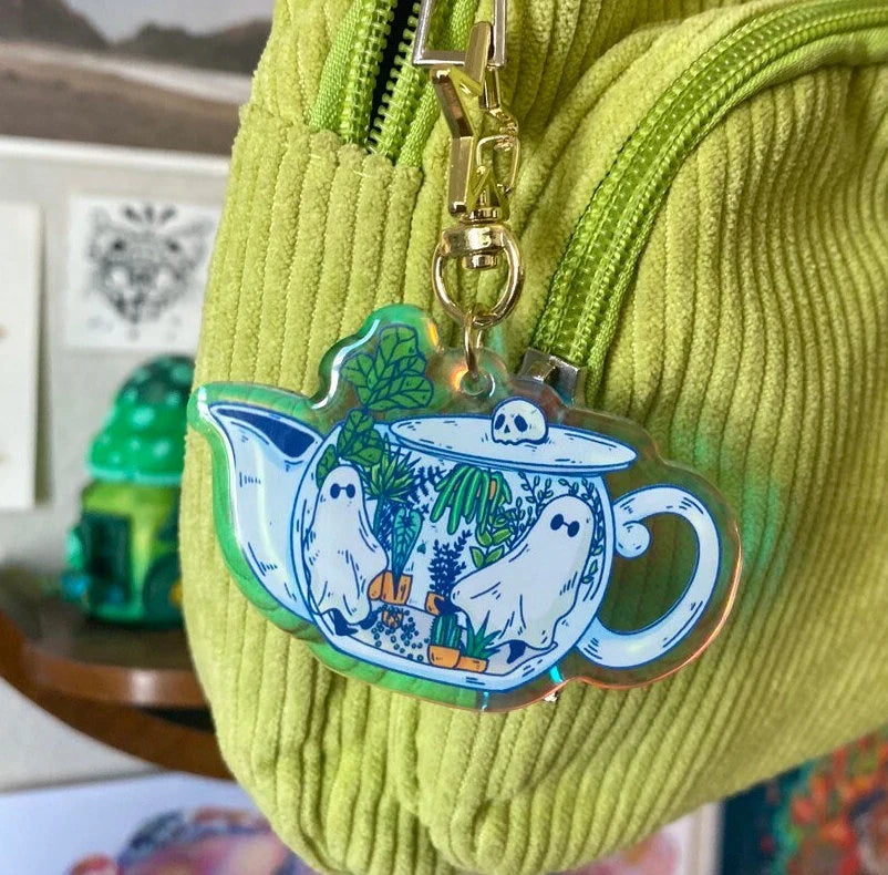 Teapot Ghost Acrylic Keychain