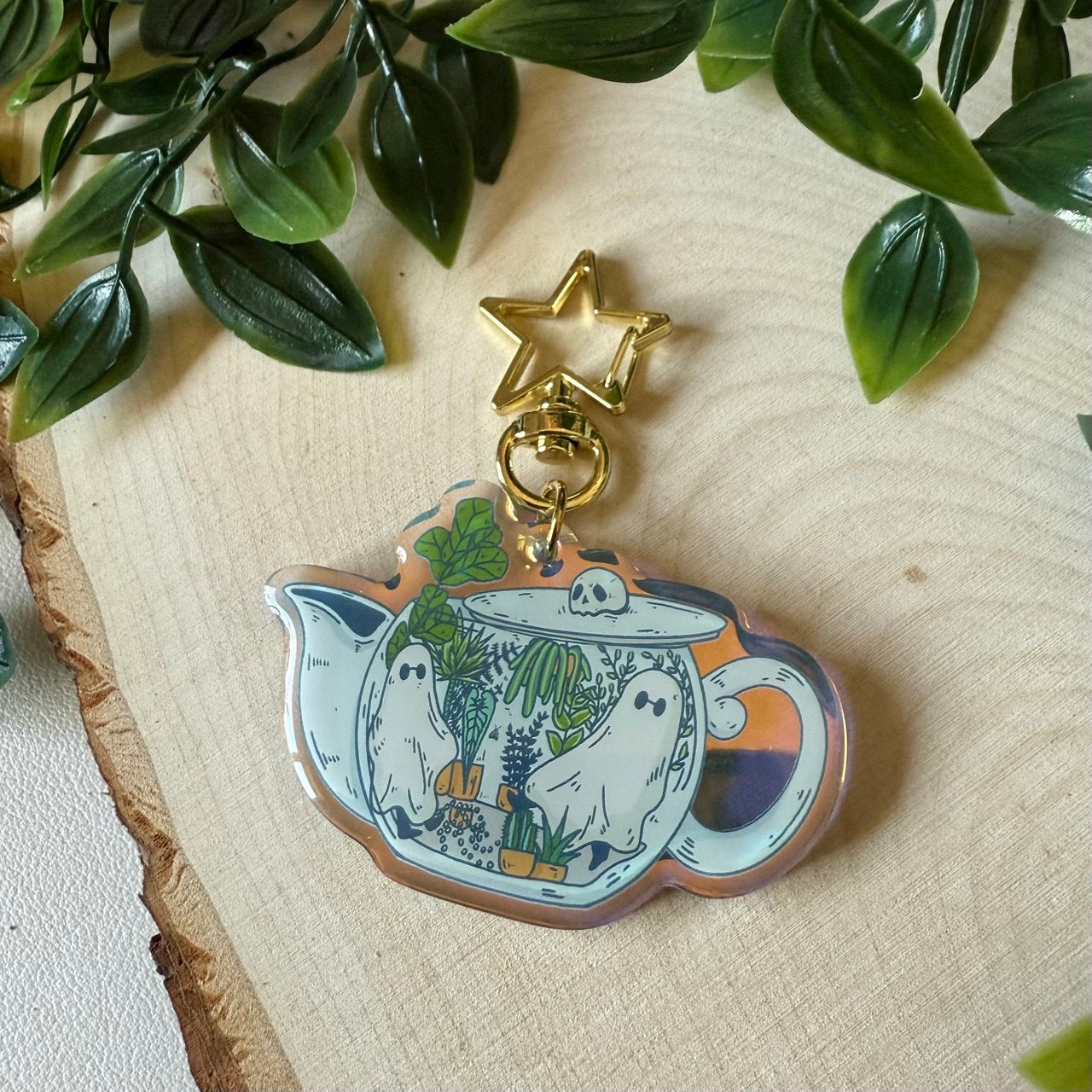 Teapot Ghost Acrylic Keychain