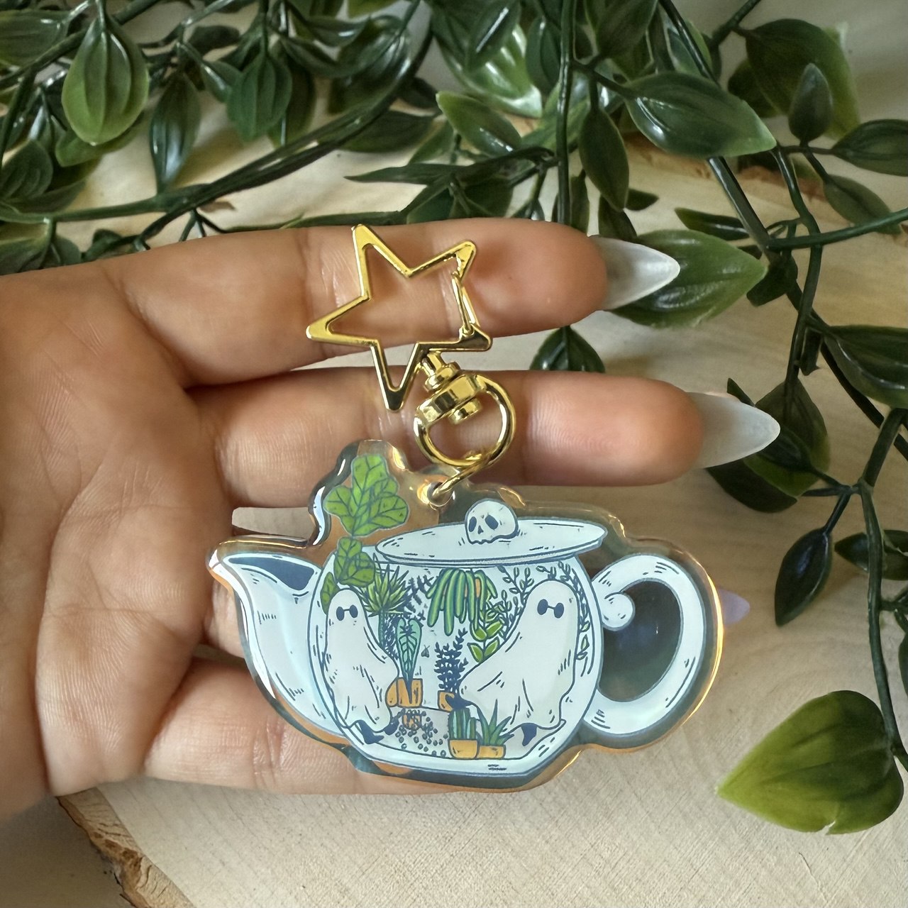 Teapot Ghost Acrylic Keychain