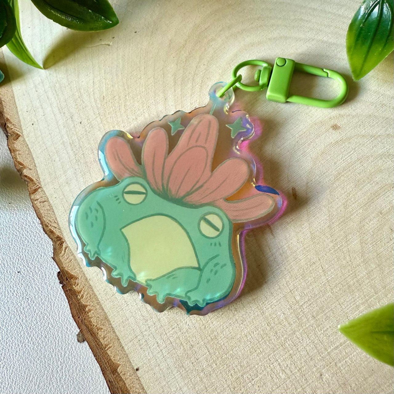 Flower Frog Acrylic Keychain