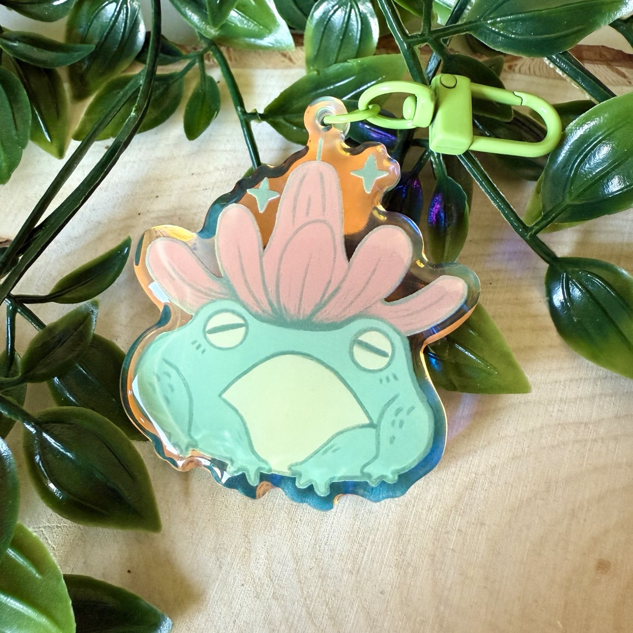 Flower Frog Acrylic Keychain