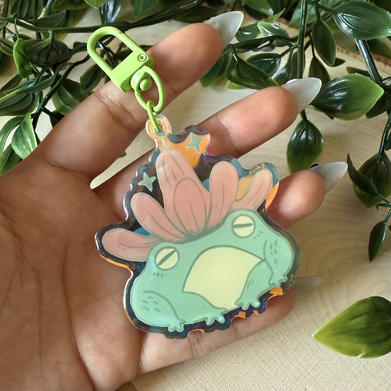 Flower Frog Acrylic Keychain