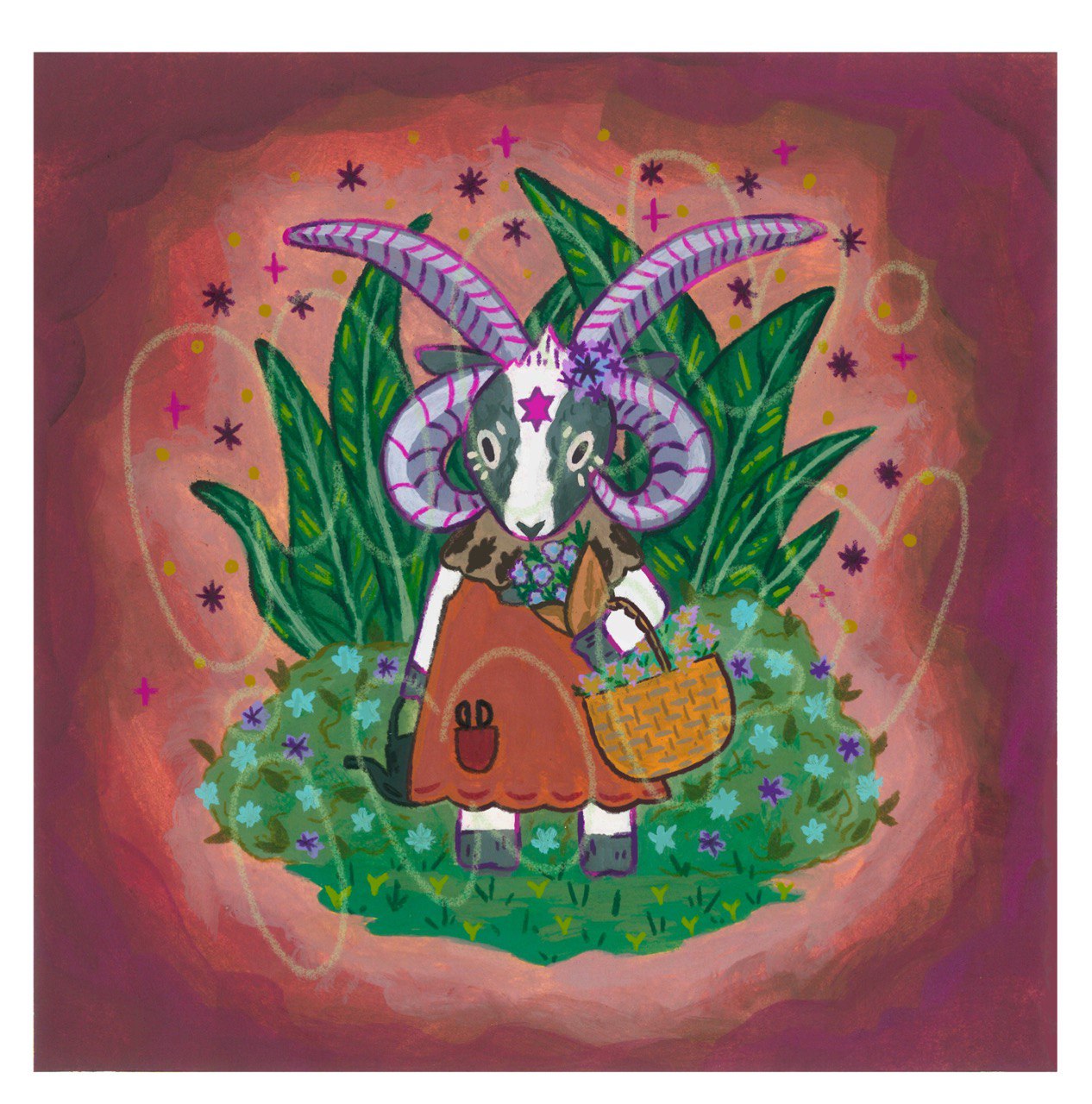 Garden Ram Art Print - 8x8