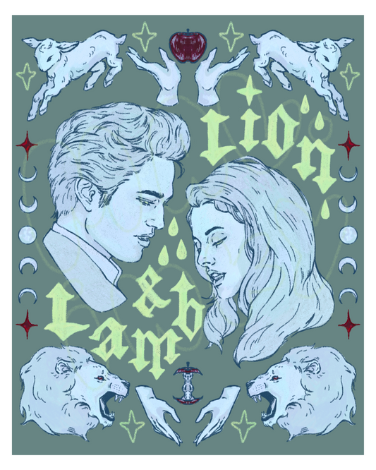 Twilight The Lion and The Lamb Art print - 8x10