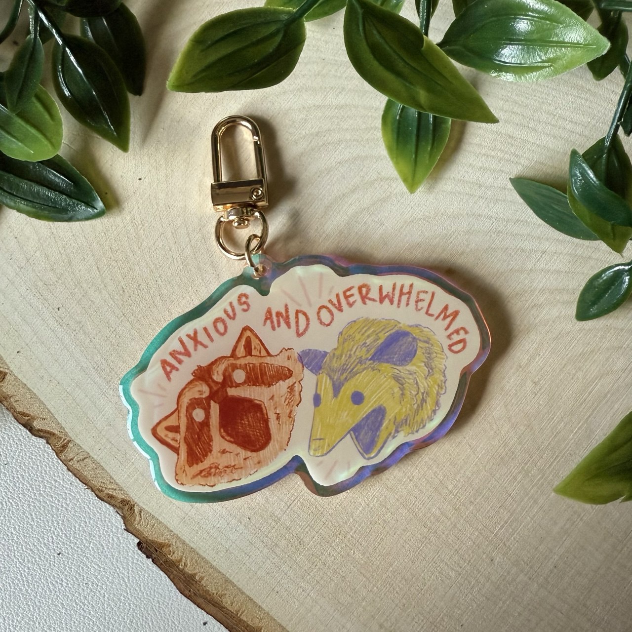 Anxious and Overwhelmed Acrylic Keychain