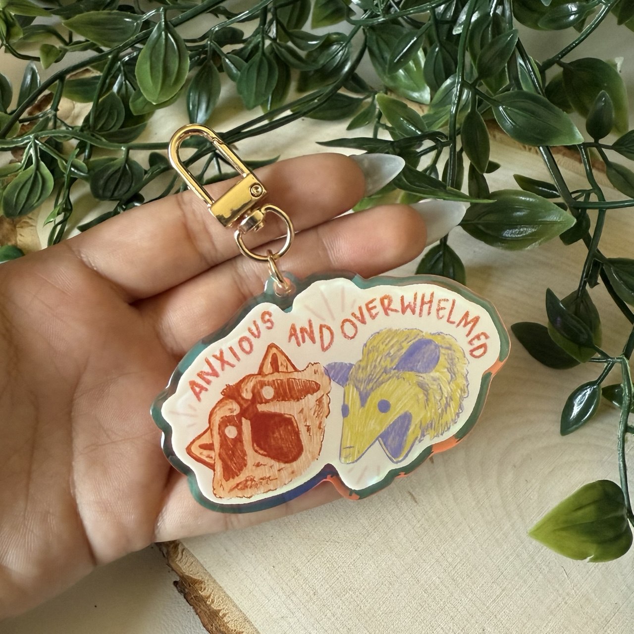 Anxious and Overwhelmed Acrylic Keychain