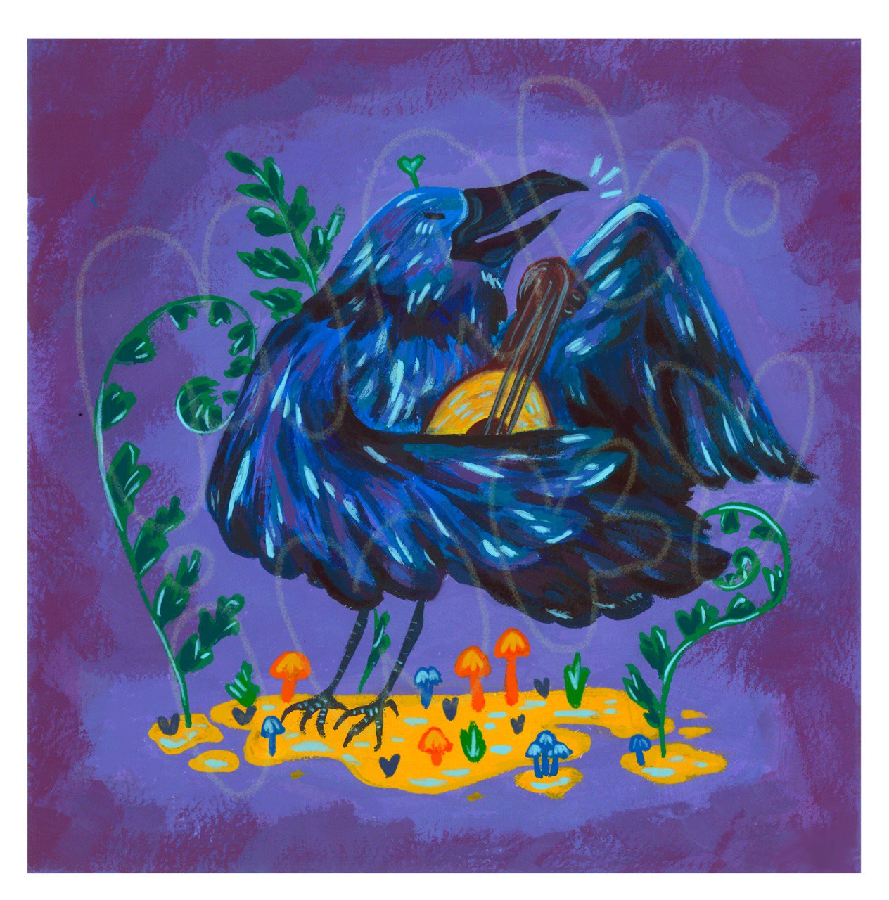 Raven Bard Art Print - 8x8
