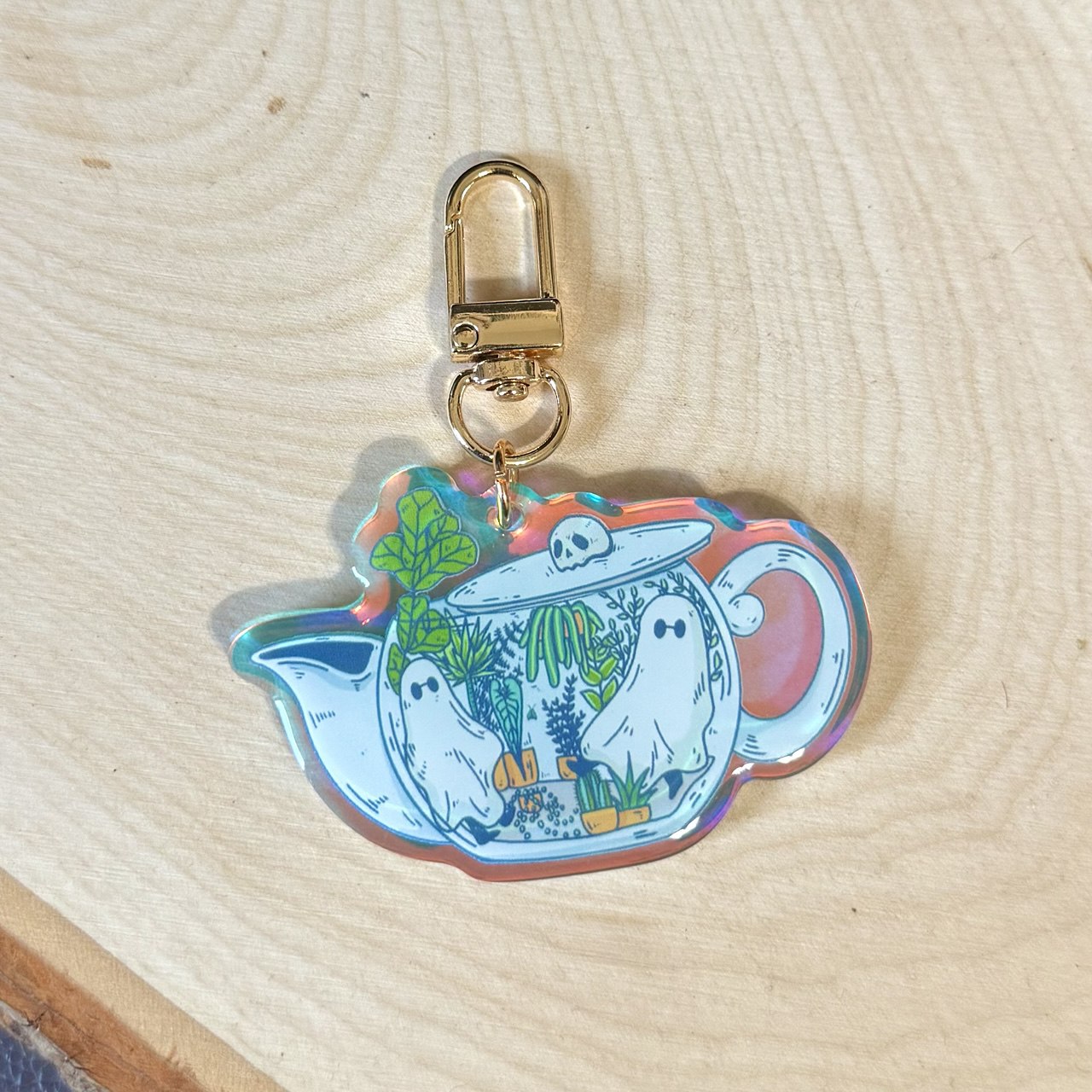 Teapot Ghost Acrylic Keychain