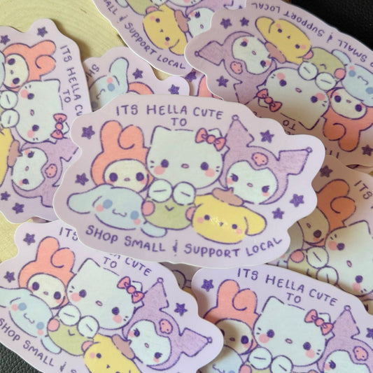 Its Hella Cute to Shop Small Sticker