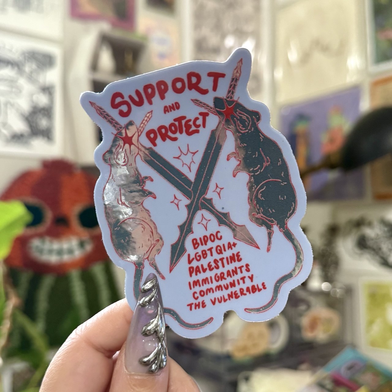 Support and Protect Holographic Sticker