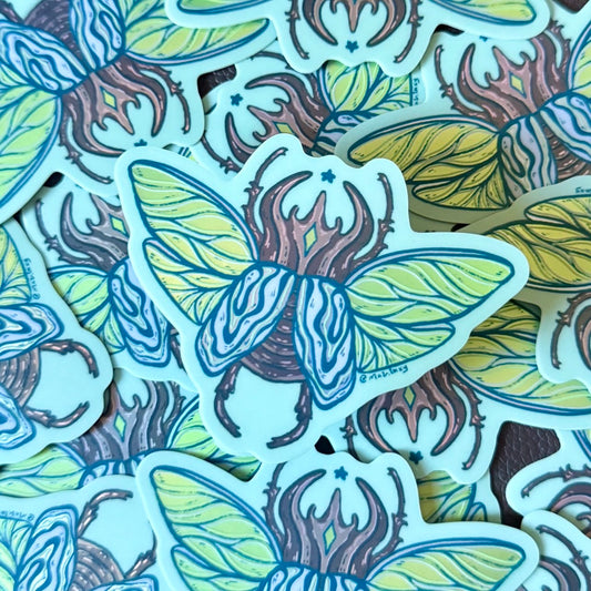 Vapor Wave Horned Beetle Sticker