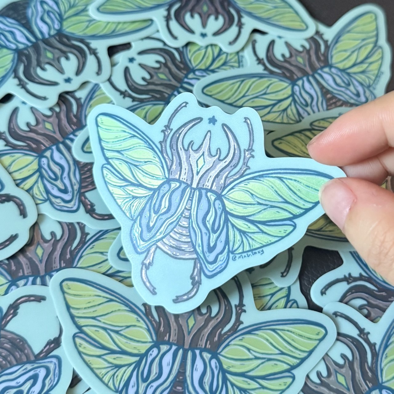 Vapor Wave Horned Beetle Sticker